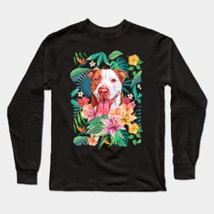 Tropical Red Pit Bull Pitbull 4 Long Sleeve T-Shirt